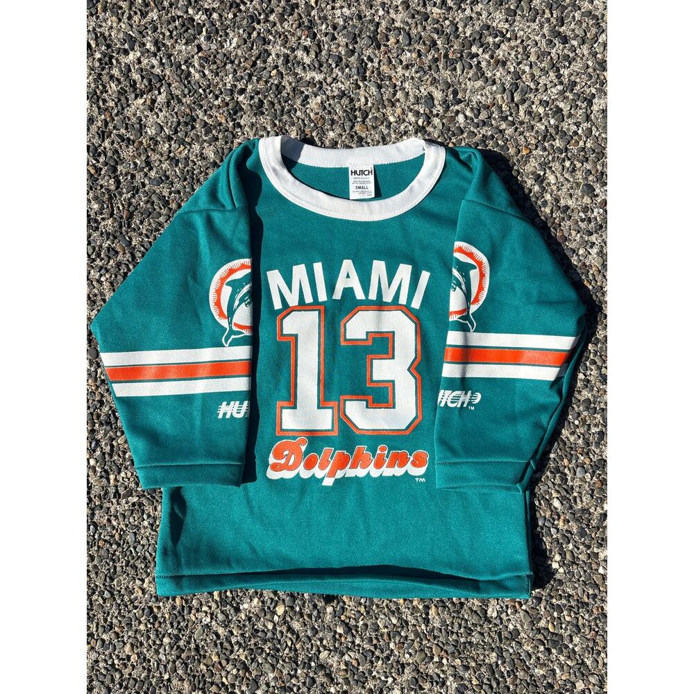 VTG 80s NFL Miami Dolphins 13 Hutch long sleeve Jersey Youth Small Dan Marino - Picture 2 of 6